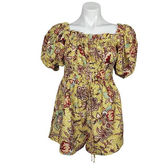 Ulla Johnson Arlo Floral Print Cotton Poplin Playsuit Romper Calla Lily Size 8 - Picture 2 of 14